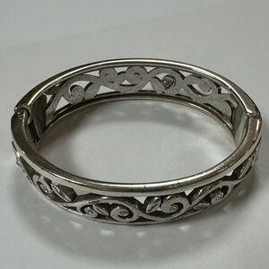 Brighton Silver Scroll Hinged Bangle Bracelet